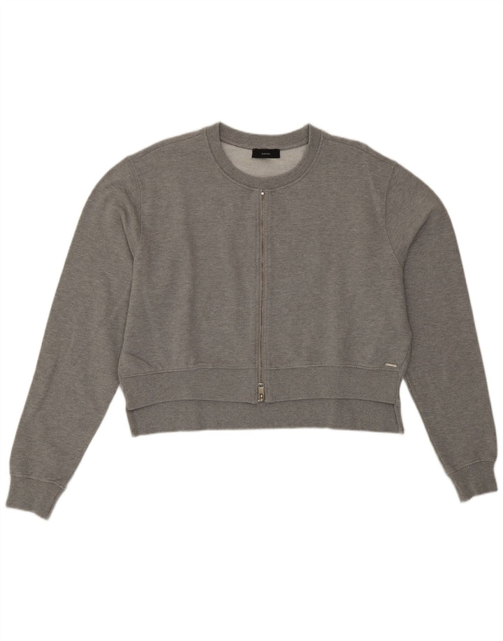 Diesel Womens Oversized Tracksuit Top Jacket UK 14 Médio Algodão Cinza