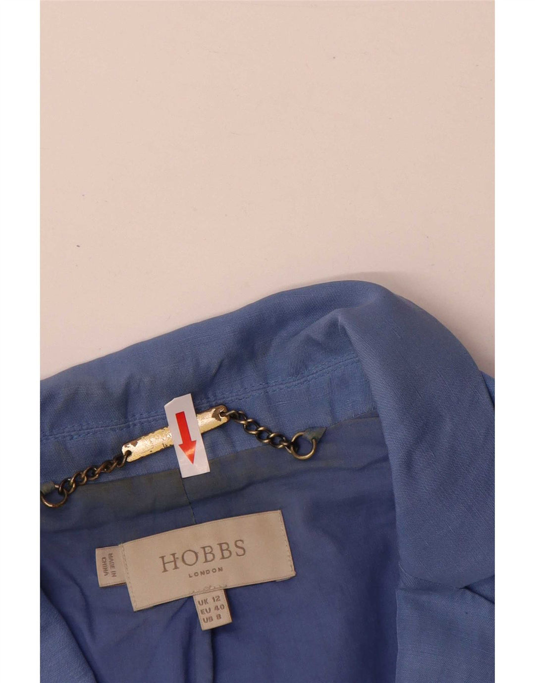 Jaqueta blazer feminina de 2 botões Hobbs UK 12 linho azul médio