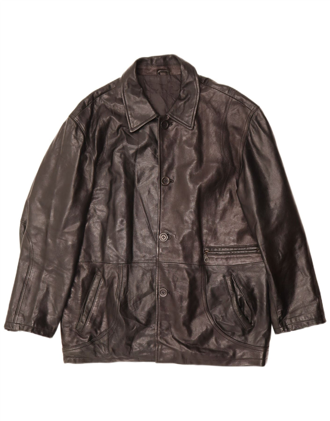 Jaqueta de couro masculina vintage IT 52 XL couro preto