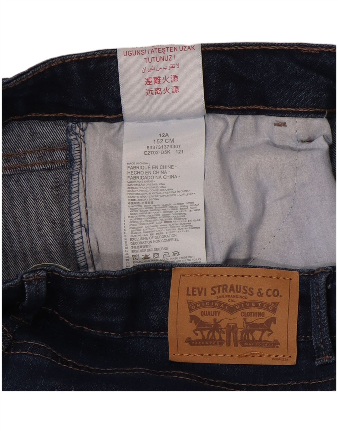 LEVI'S Boys 710 Super Skinny Jeans 11-12 Anos W28 L29 Azul Algodão