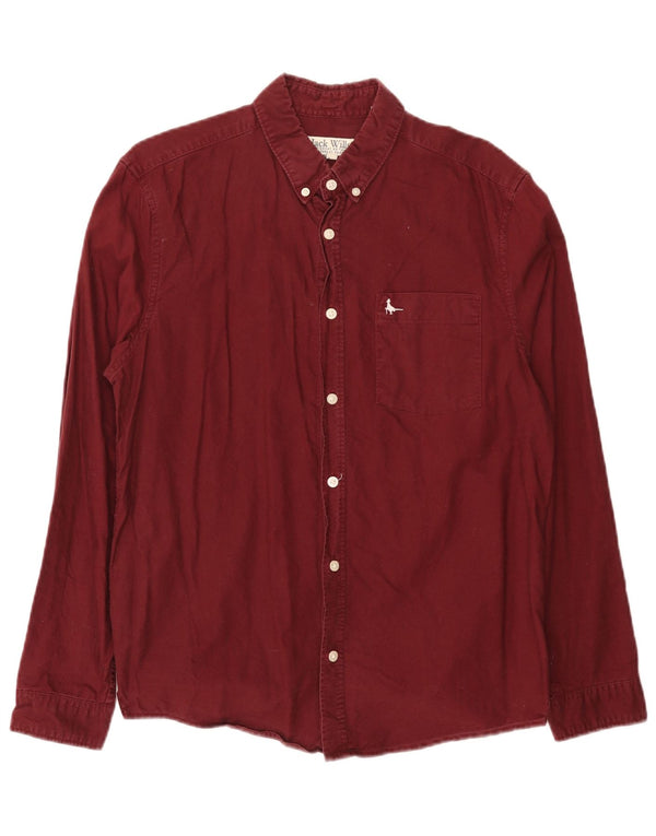 Camisa masculina Slim Fit Jack Wills de algodão Borgonha médio