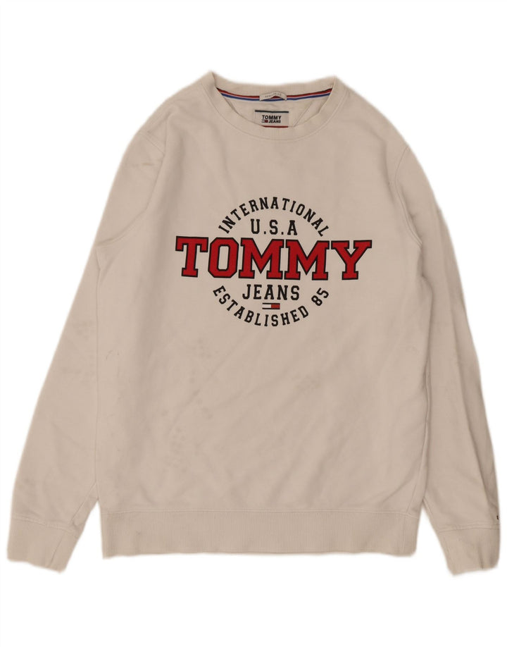 Tommy Hilfiger moletom masculino regular fit jumper médio algodão branco