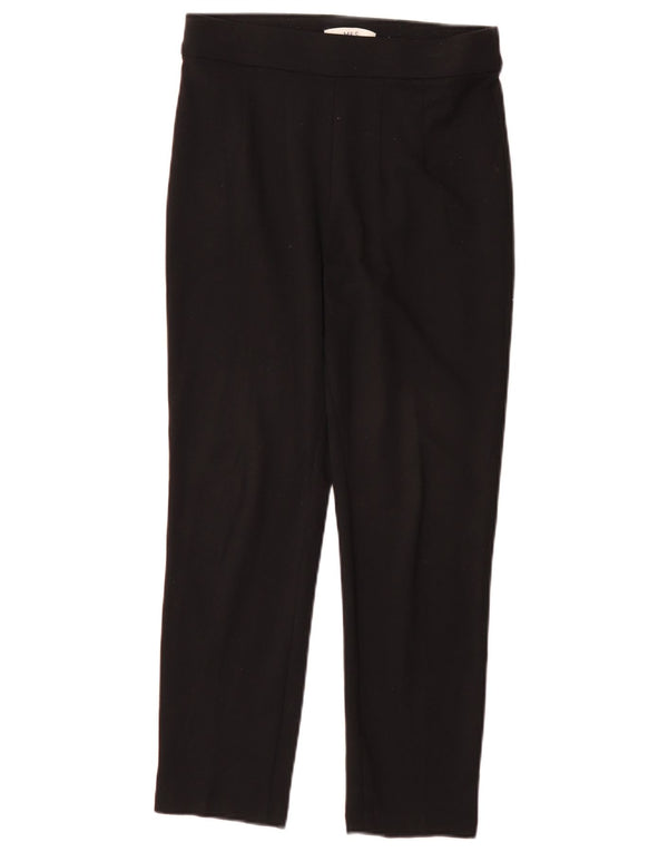 Calça feminina Marks & Spencer Slim UK 10 pequena W28 L27 preta viscose