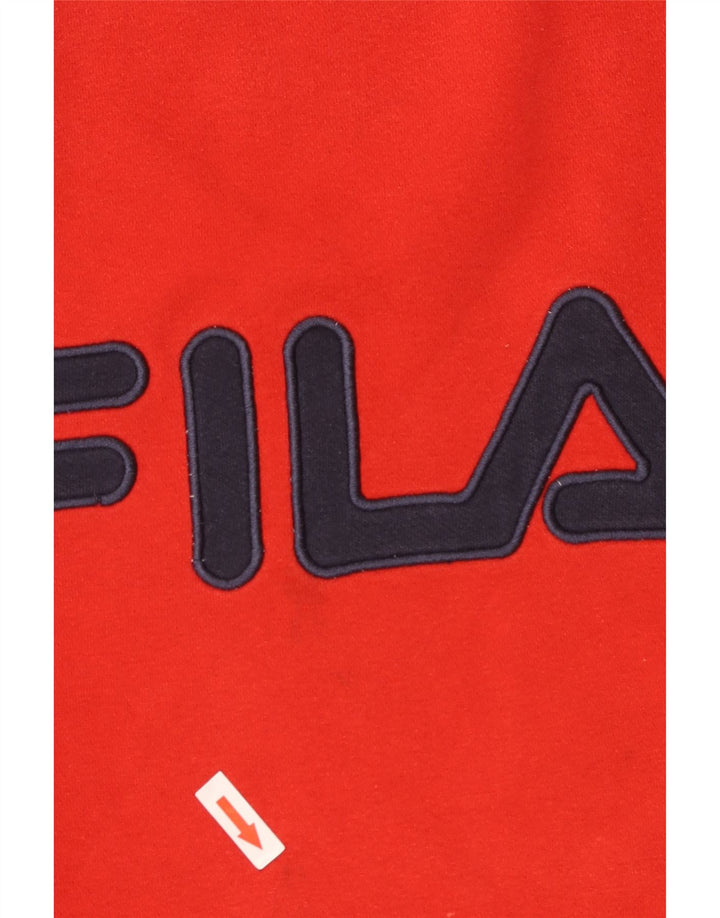 Fila Mens Graphic Moletom Jumper Pequeno Algodão Vermelho