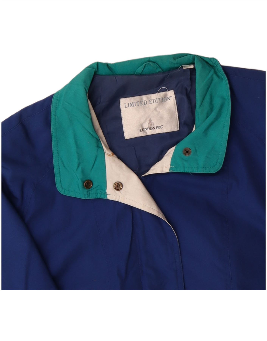 Jaqueta corta-vento feminina LONDON FOG UK 20 2XL azul colorblock