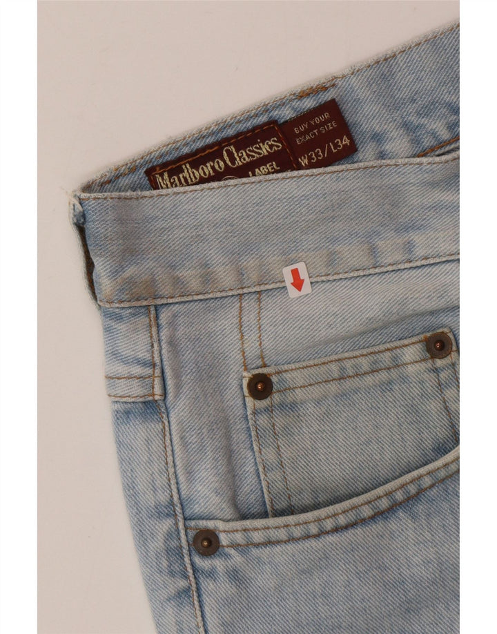 Marlboro Classics Mens Straight Jeans W33 L34 Azul Algodão