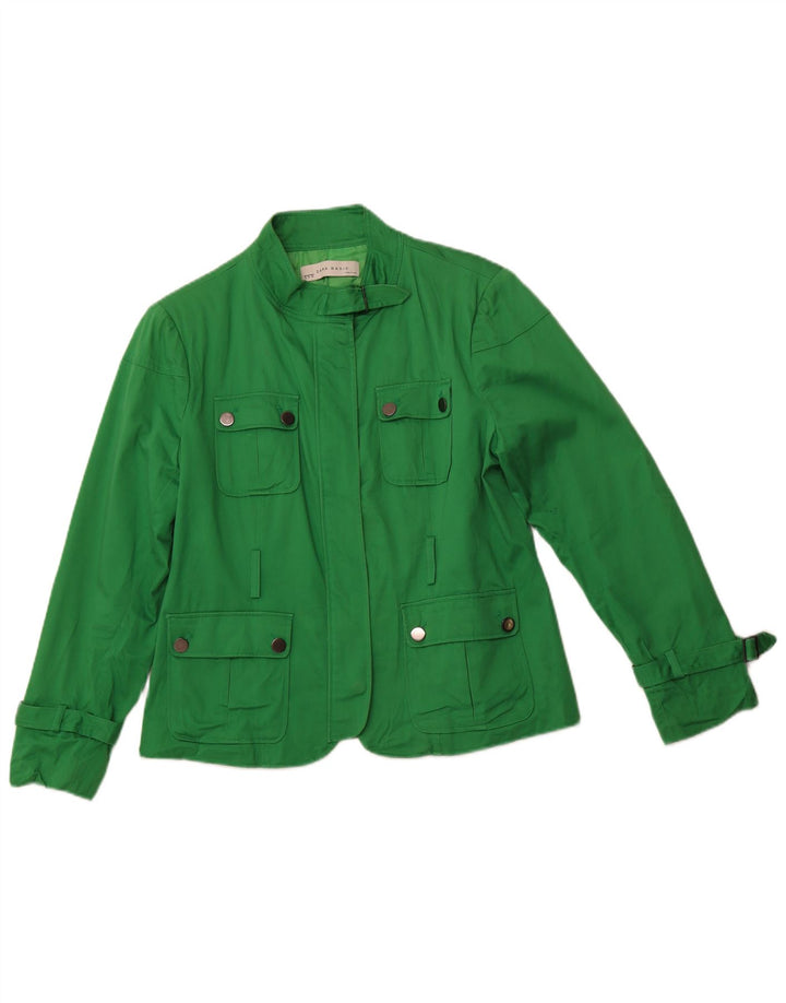 Jaqueta utilitária feminina ZARA UK 18 XL algodão verde