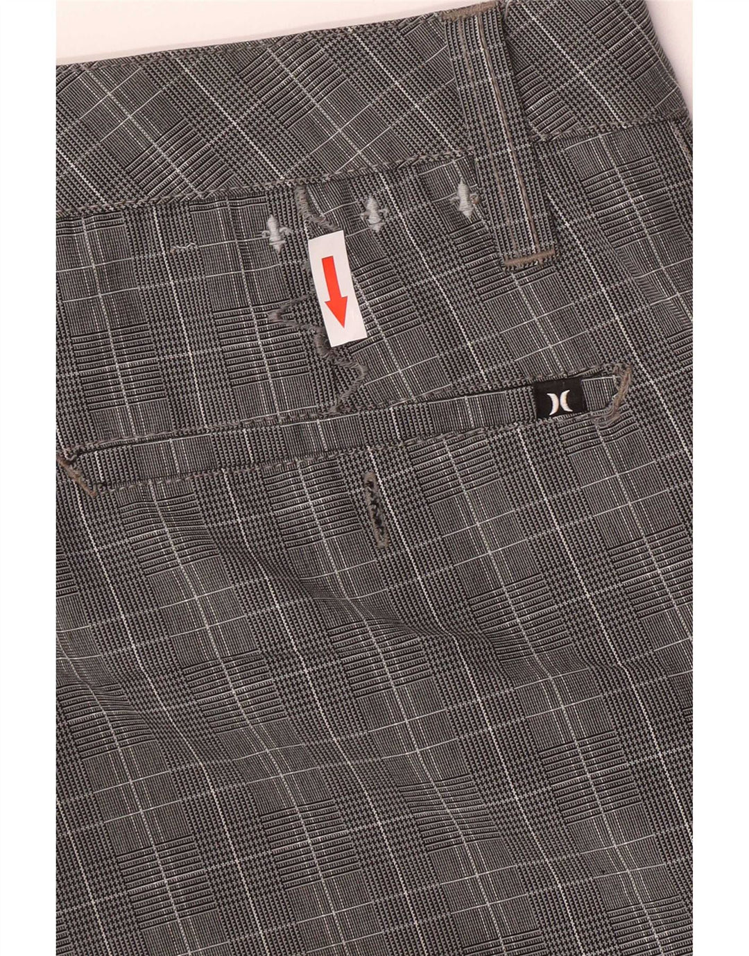 Shorts cargo masculino Hurley médio W30 cinza xadrez poliéster