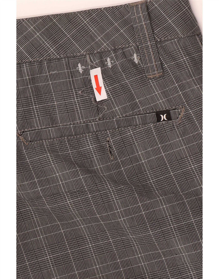 Shorts cargo masculino Hurley médio W30 cinza xadrez poliéster