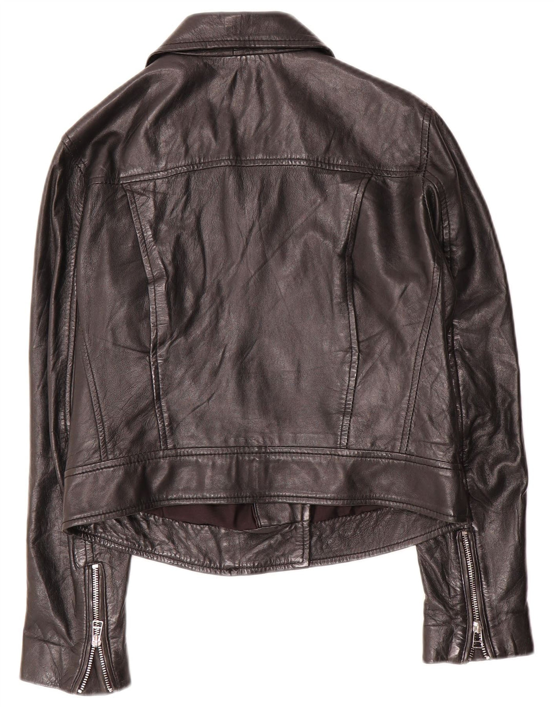 Jaqueta de couro feminina Stradivarius UK 14 grande couro preto