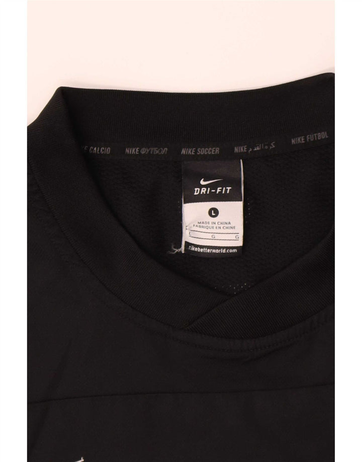 Top gráfico Nike masculino Dri Fit manga comprida grande bloco colorido preto de poliéster