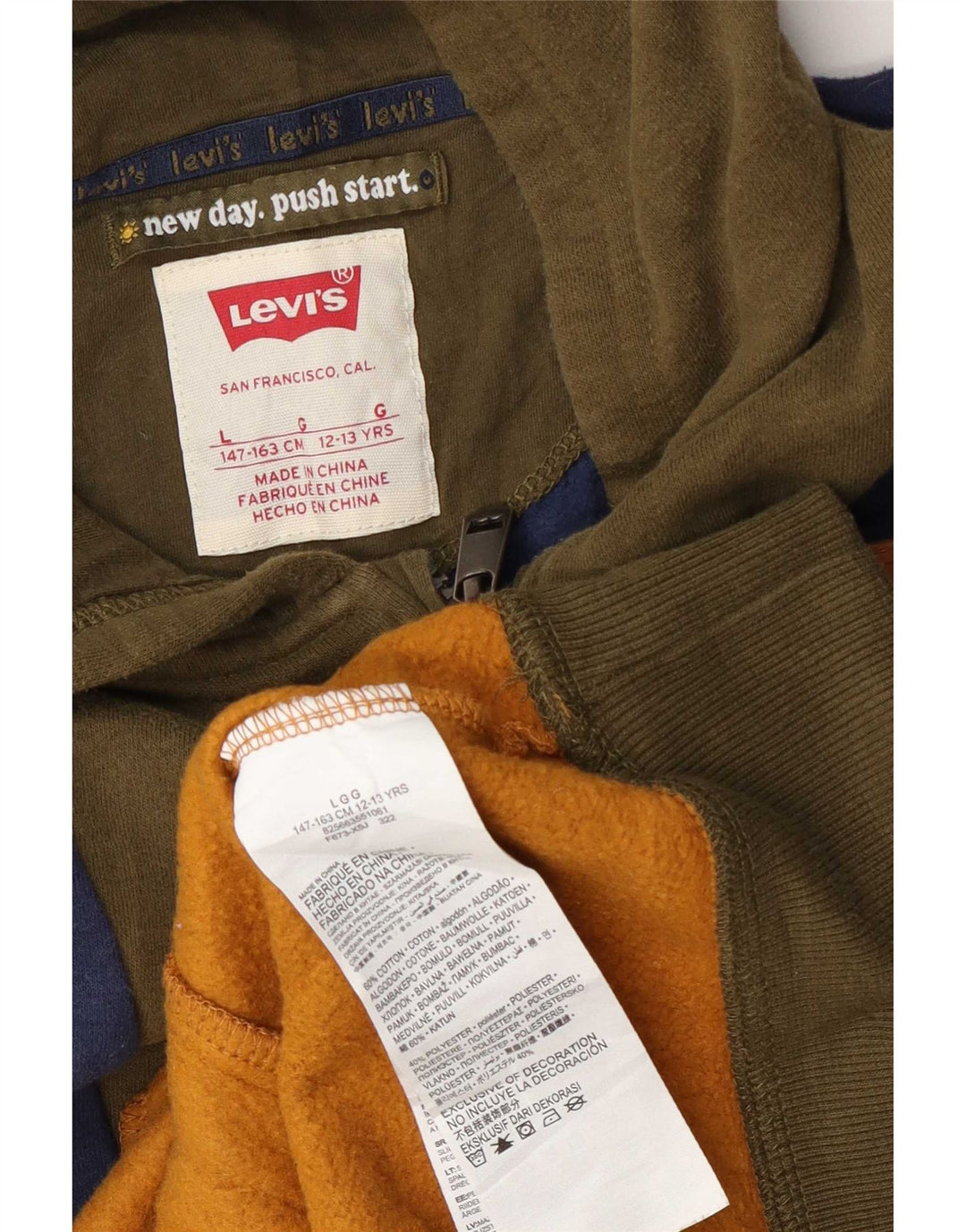 Suéter gráfico com capuz Levi's Boys 12-13 anos grande multicolorido
