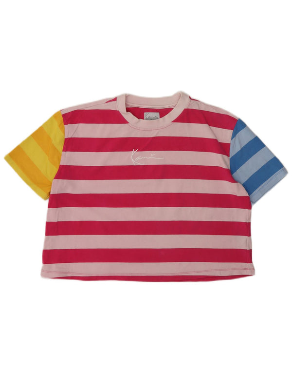 Karl Kani Camiseta Feminina Crop Graphic Top UK 10 Pequena Listrada Multicolorida