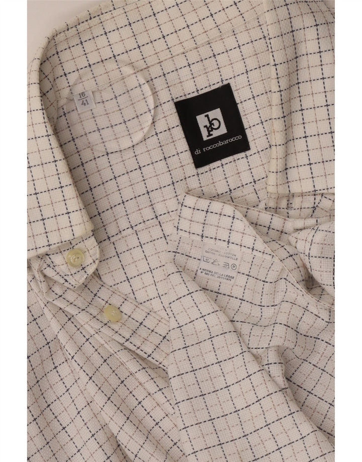 Camisa masculina ROCCOBAROCCO tamanho 41 16 grande algodão xadrez branco