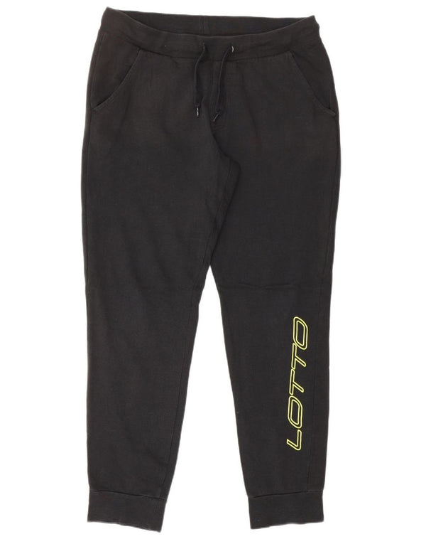 LOTTO Mens Calças de treino gráfico Joggers UK 40/42 Grande algodão preto
