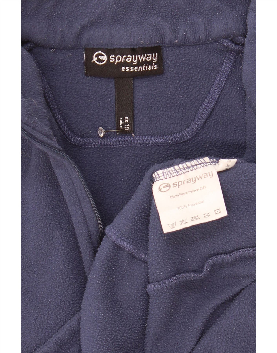 Pulôver de lã feminino Sprayway com zíper e pescoço Reino Unido 10 poliéster azul marinho pequeno