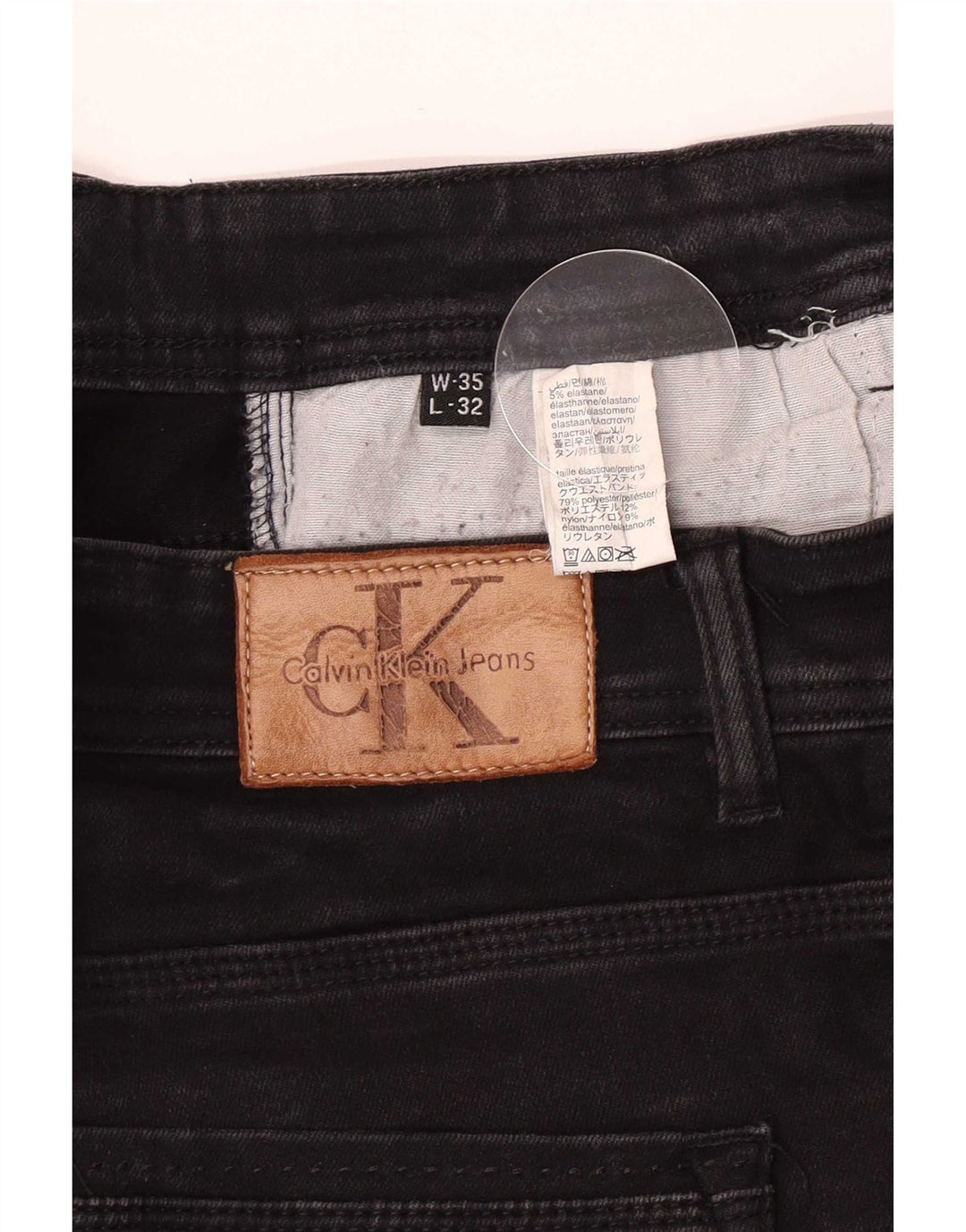 Calvin Klein Mens Jeans Slim W35 L29 Algodão Preto