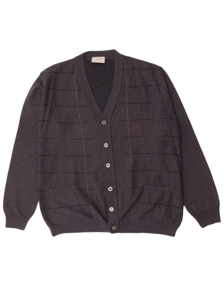 Suéter cardigã masculino RODES grande lã xadrez cinza