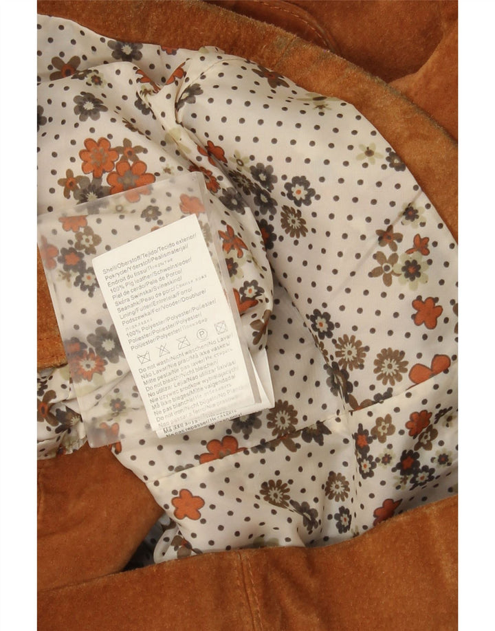 Jaqueta feminina de camurça Vero Moda Reino Unido 10 couro marrom pequeno