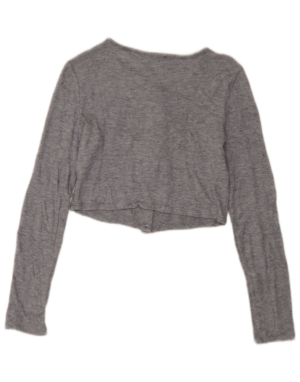 Zara Womens Crop Cardigan Top UK 10 Pequeno Cinza