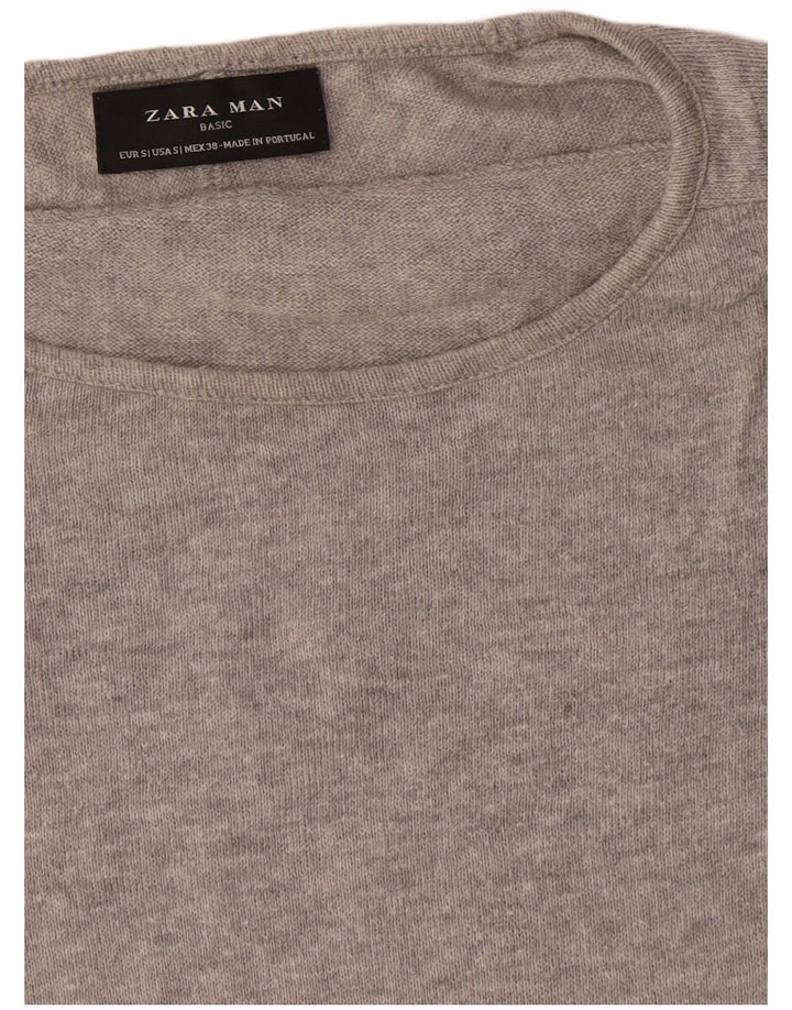 Zara Suéter masculino com gola canoa pequeno cinza manchado