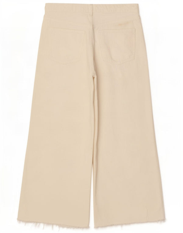 Calça jeans feminina Zara com perna larga EU 40 médio W30 L25 algodão branco