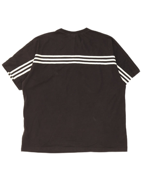 Camiseta Adidas Masculina Regular Graphic Top Grande Algodão Listrado Preto