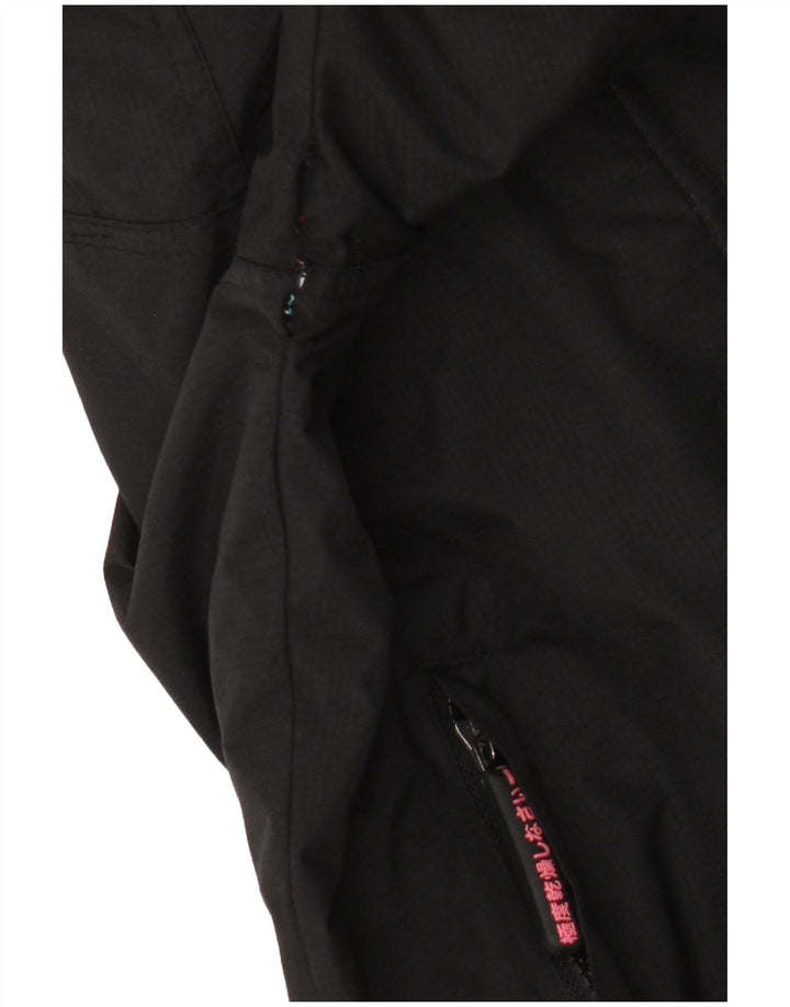 Jaqueta corta-vento feminina Superdry com capuz UK 16 grande nylon preto