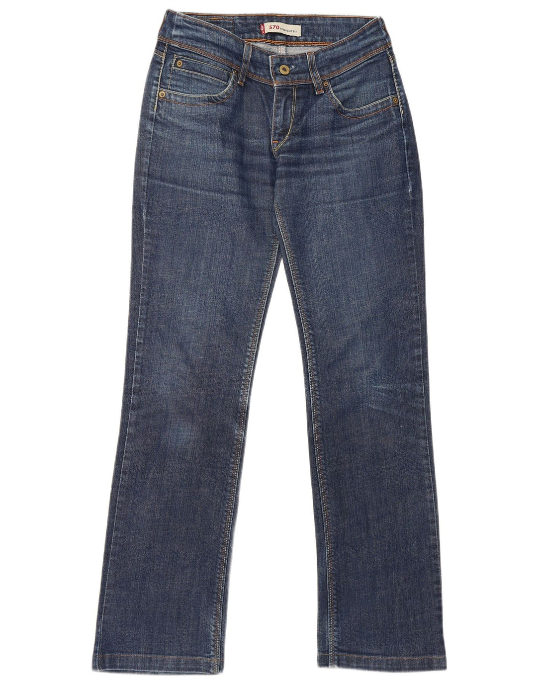 Calça jeans feminina Levi's 570 Straight W29 L30 azul algodão