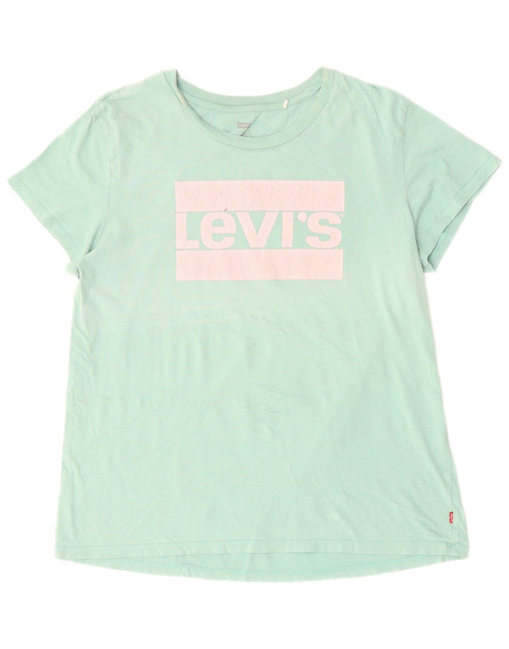 Camiseta feminina gráfica LEVI'S UK 16 grande algodão turquesa