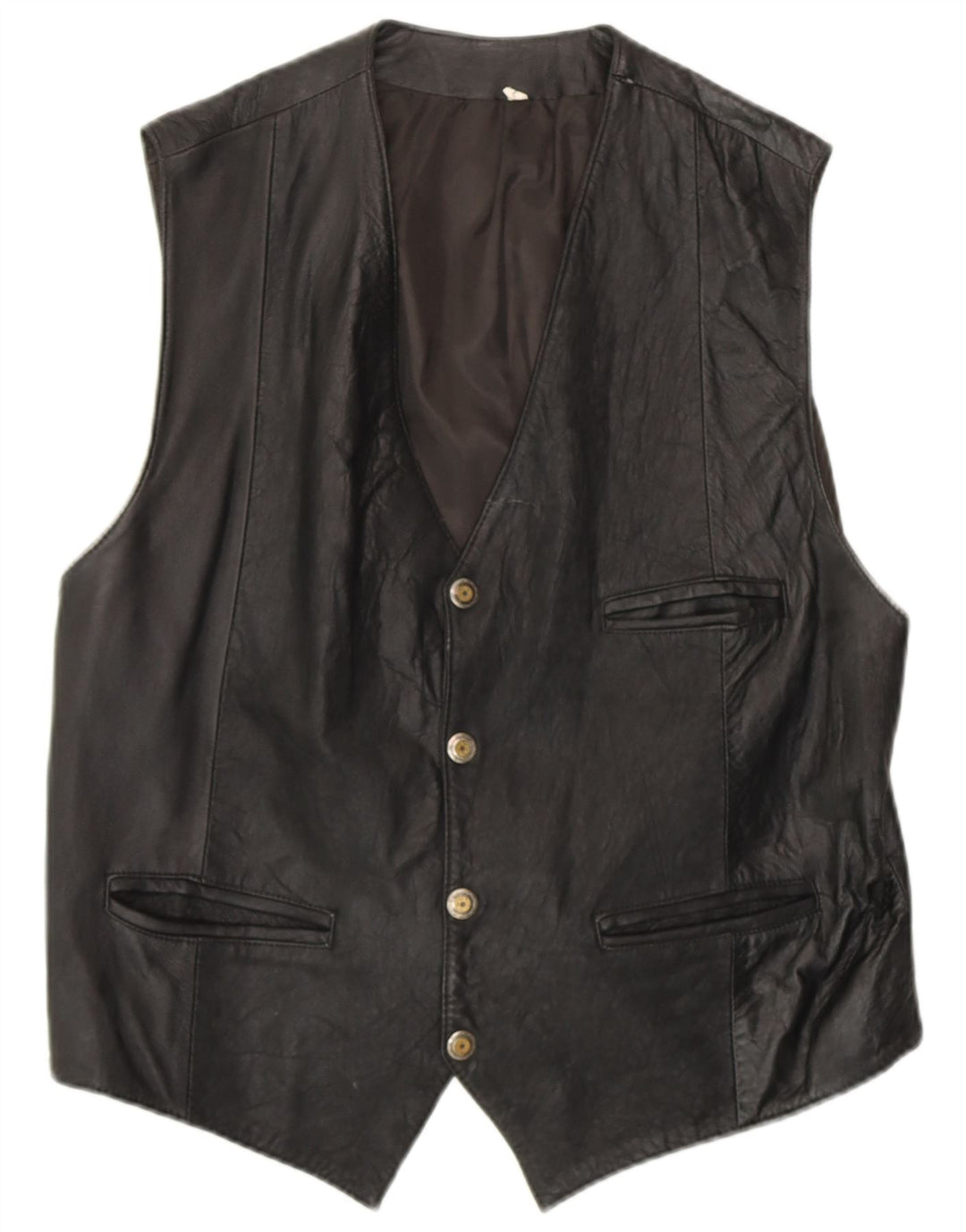 Colete de couro masculino VINTAGE grande preto