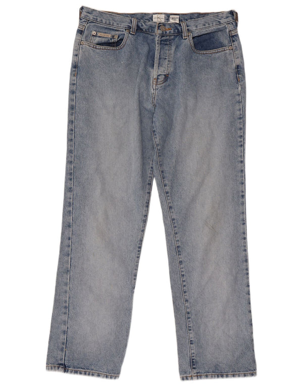 Calça jeans feminina Calvin Klein reta US 13 XL W34 L30 azul algodão