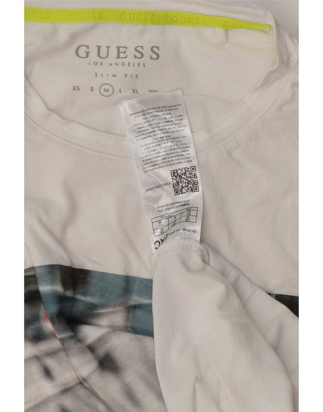 Guess Camiseta masculina slim fit gráfica top médio algodão branco