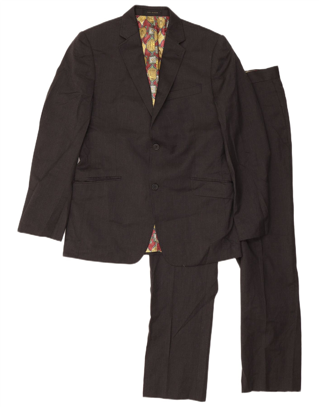 Terno masculino Ted Baker com 2 botões e 2 peças Reino Unido 40 grande W34 L31 lã cinza