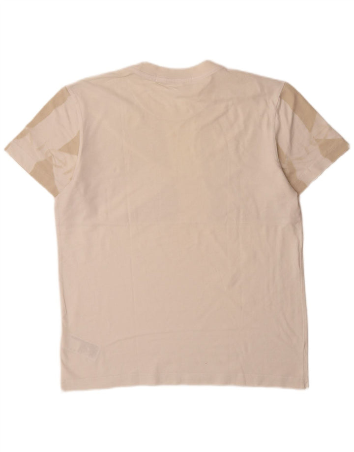 Calvin Klein Jeans Camiseta masculina gráfica top médio off white algodão