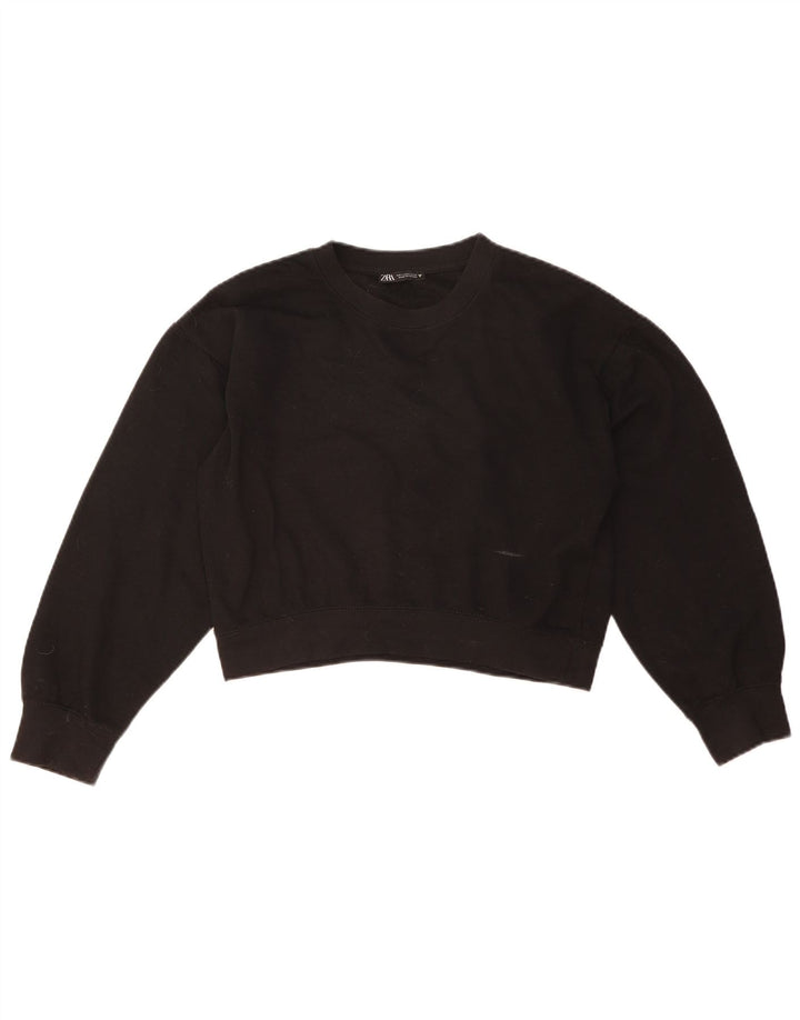 Suéter feminino ZARA cropped oversized Reino Unido 10 pequeno preto