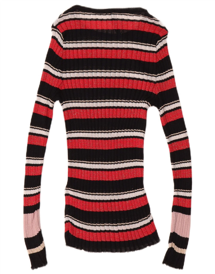 GUESS Womens Boat Neck Jumper Sweater UK 12 Medium Multicoloured Striped