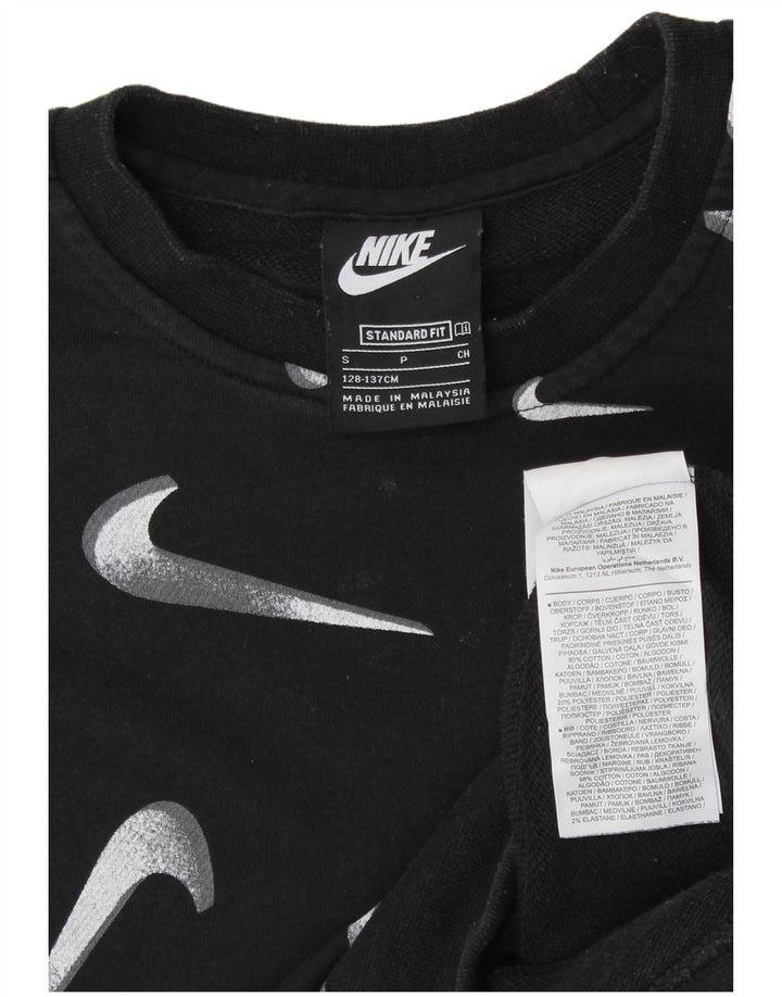 NIKE Girls Graphic Standard Fit moletom jumper 8-9 anos pequeno preto