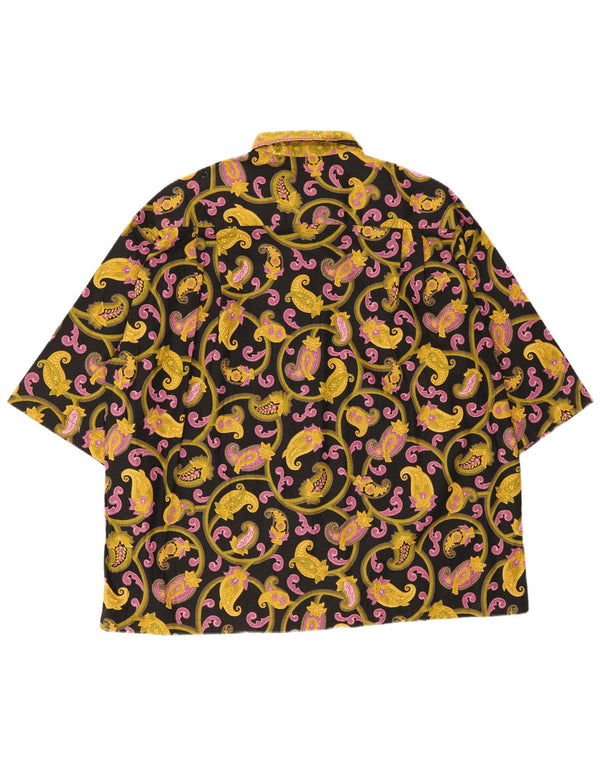 Camisa masculina vintage de manga curta XL algodão paisley preto