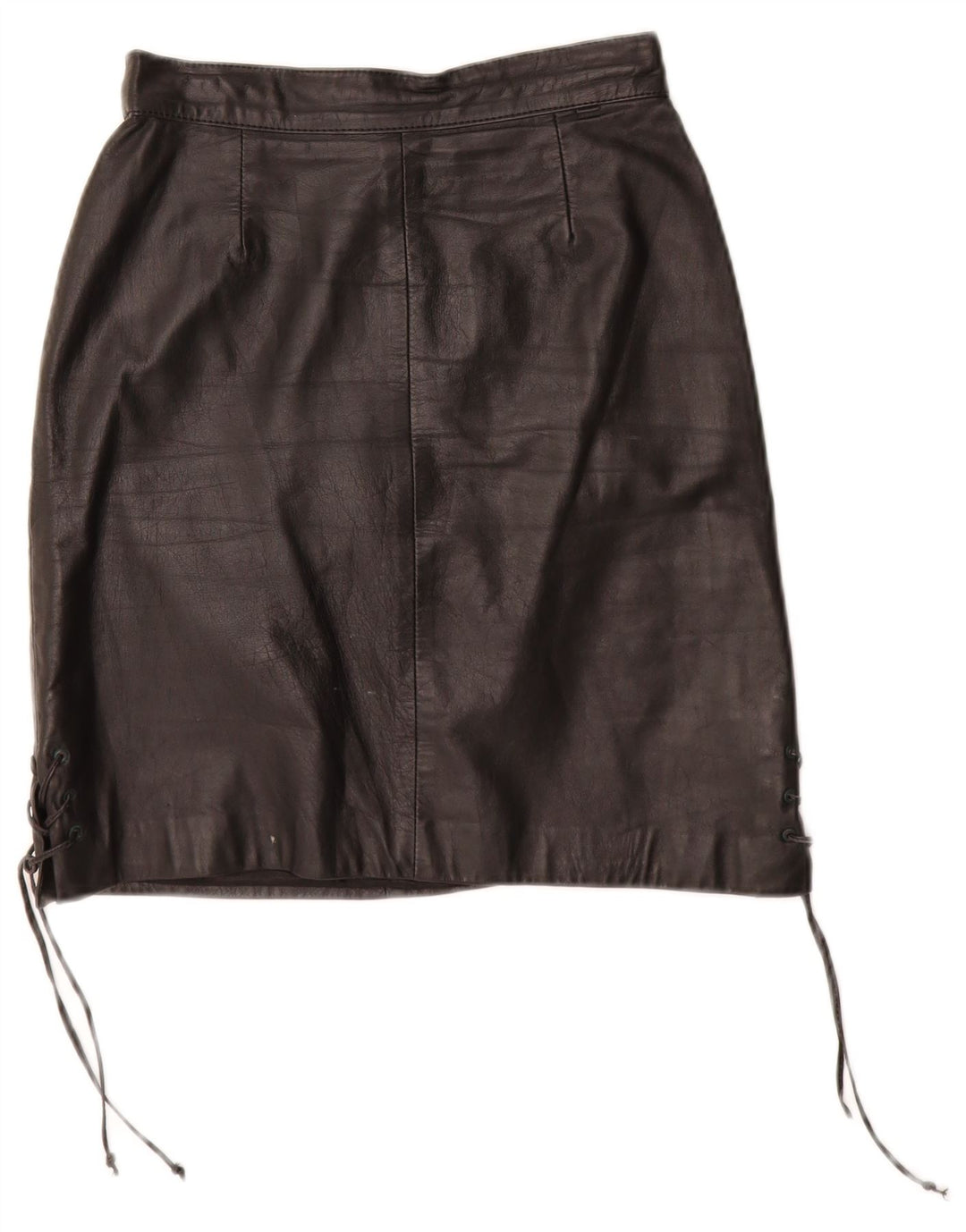 Saia de couro feminina VINTAGE EU 34 XS W24 couro preto