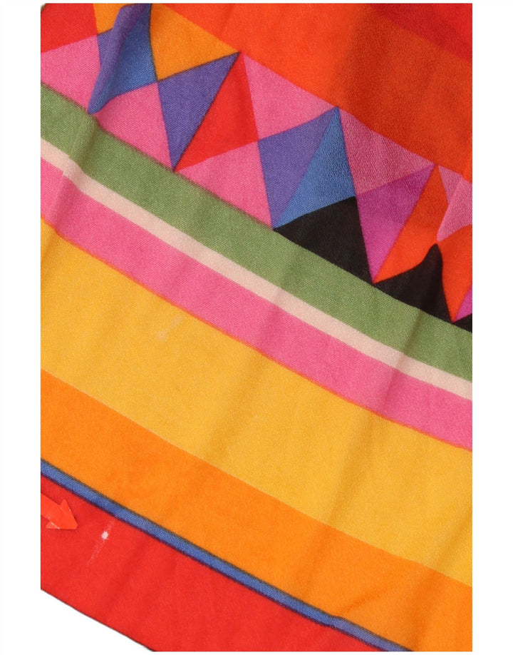 Vestido de verão feminino vintage Reino Unido 14 grande geométrico multicolorido