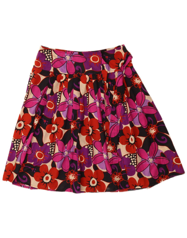 Saia feminina vintage IT 46 grande W32 algodão floral multicolorido retrô