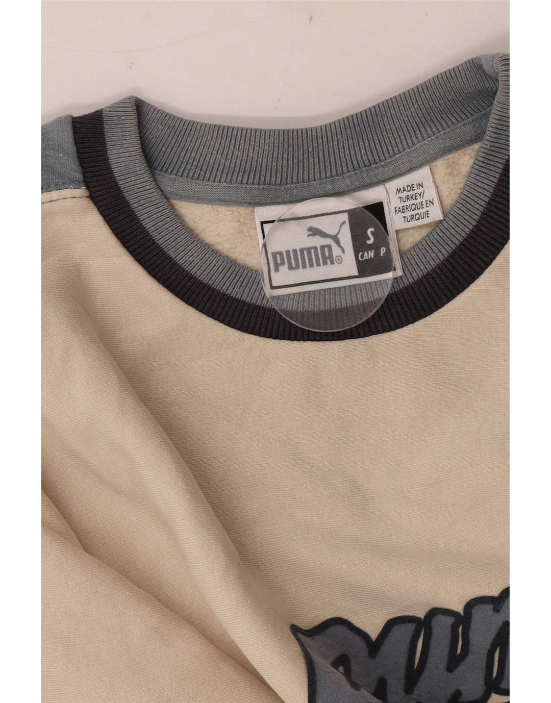 Puma Mens Graphic Moletom Jumper Pequeno Off White Colorblock