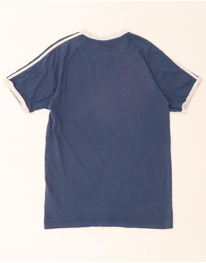 ADIDAS Mens Camiseta Top Pequeno Algodão Azul