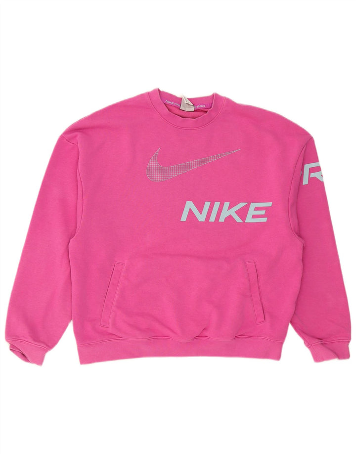 Moletom feminino Nike Graphic Oversized Jumper UK 10 pequeno algodão rosa