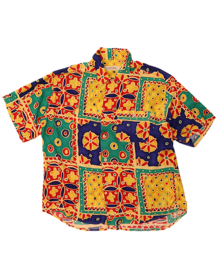 Camisa masculina de manga curta Cavori tamanho 43/44 XL patchwork multicolorido