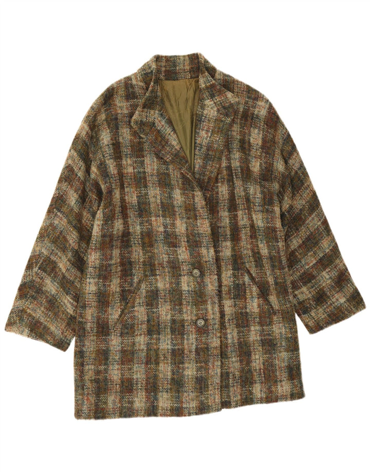 Jaqueta blazer vintage feminina com 2 botões Reino Unido 18 XL verde xadrez