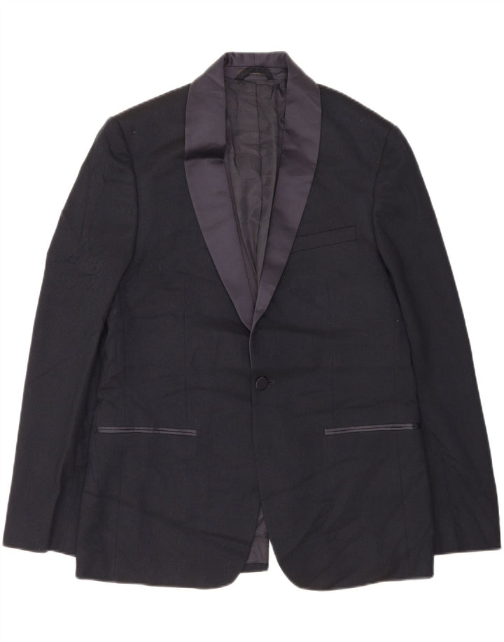 Jaqueta blazer masculina de 1 botão Marks & Spencer Reino Unido 40 grande azul marinho poliéster