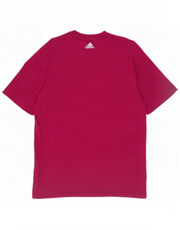 Adidas Mens Graphic T-Shirt Top Médio Algodão Borgonha