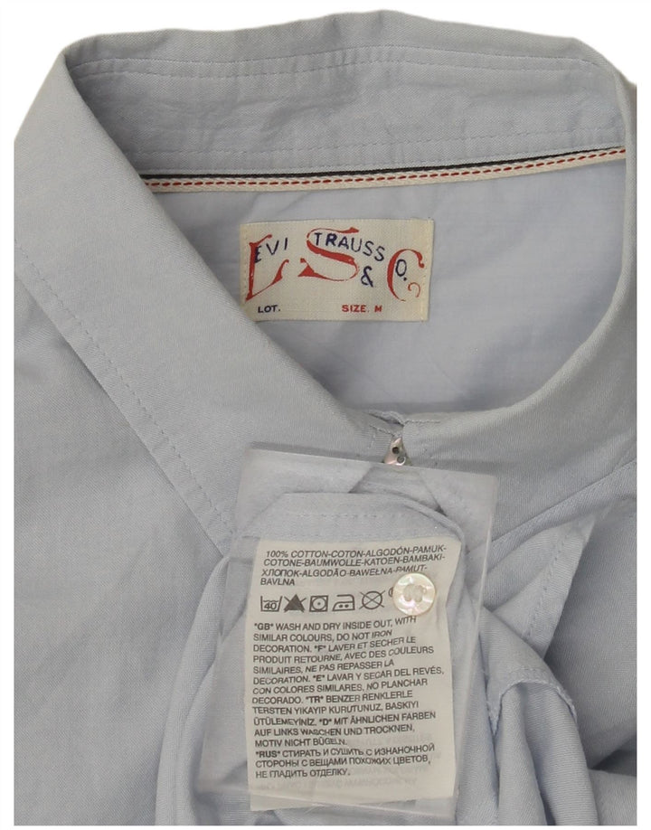 Camisa feminina LEVI'S UK 14 algodão azul médio